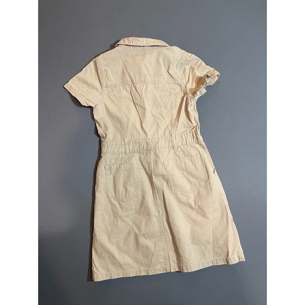 Girls Guess Vintage 90s  Khaki Cargo Utility Mini dress with pockets size 12
